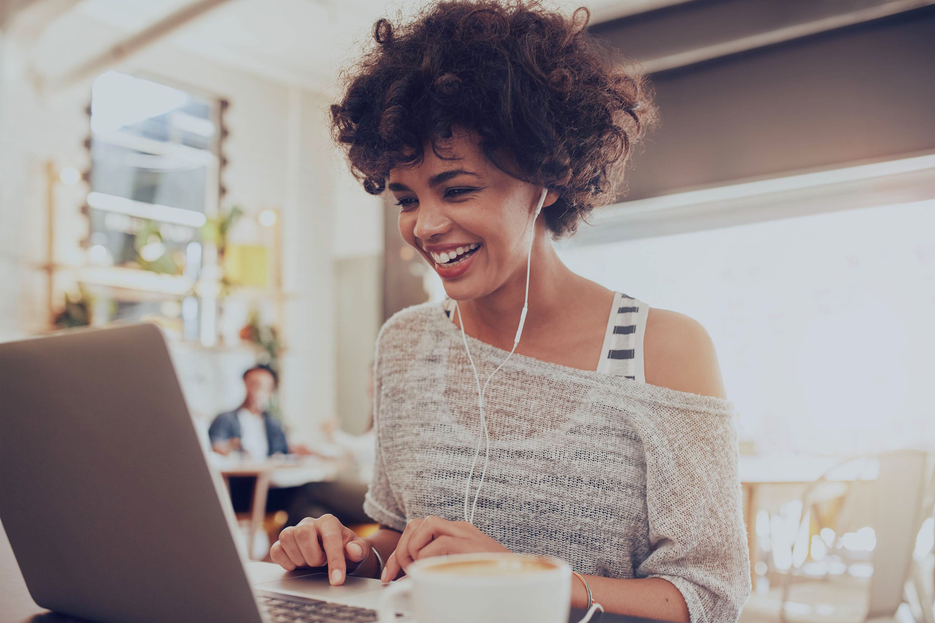Happy woman laptop