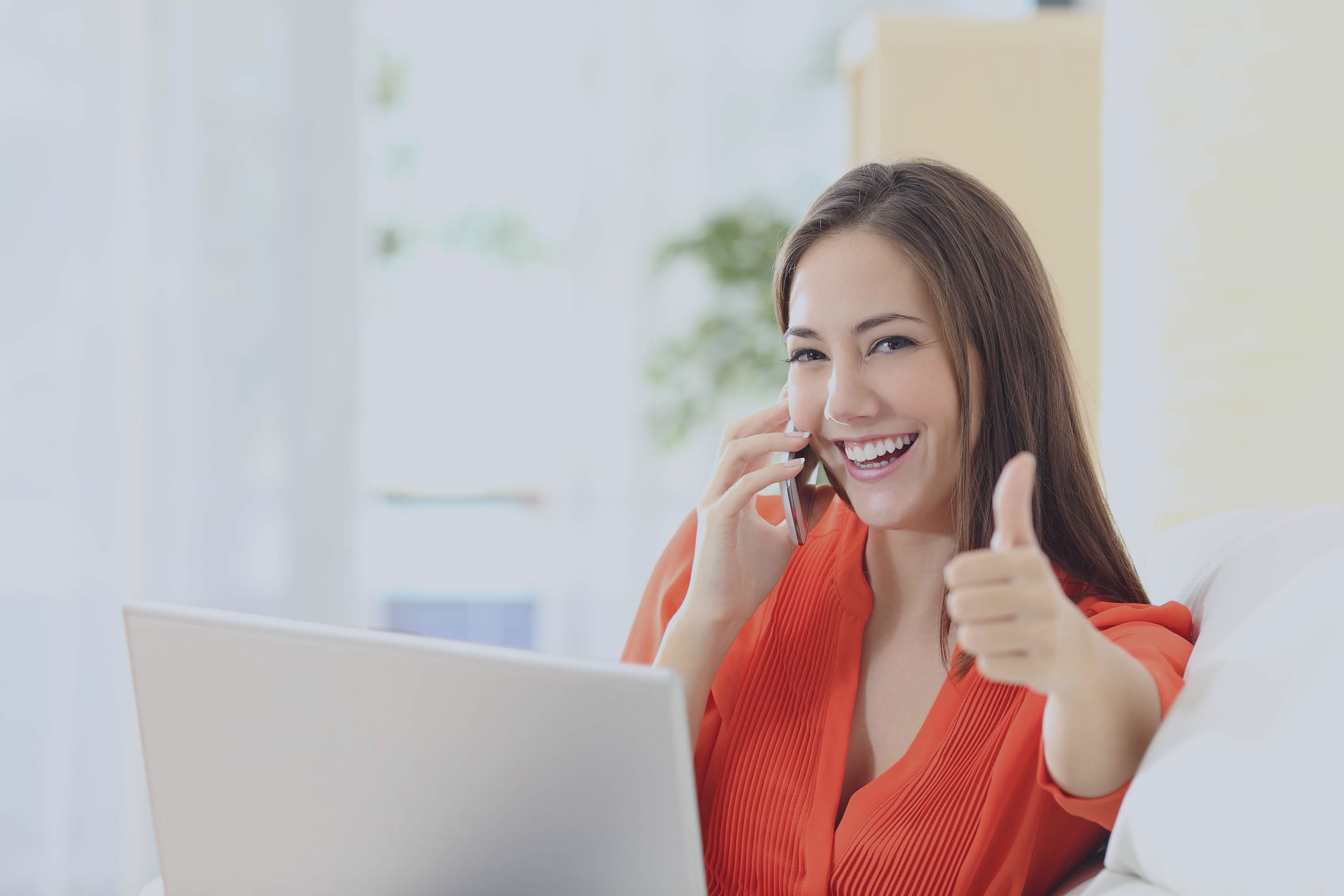 Woman thumbs up